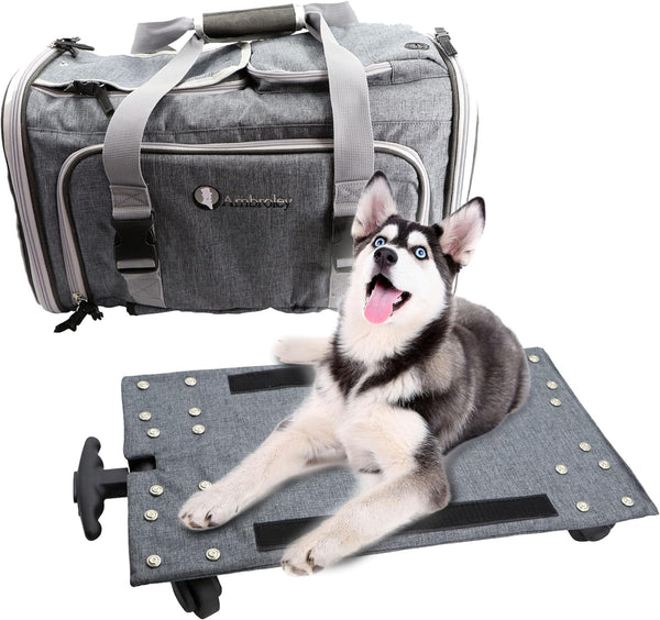 Rolling Wheel Pet Breathable Carrier, Airline Approved Sided Portable Pet Travel Washable Carrier