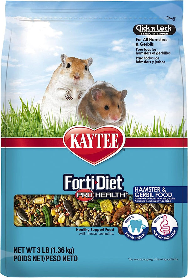 Kaytee Forti-Diet Pro Health Pet Hamster & Gerbil Food, 3 lbs