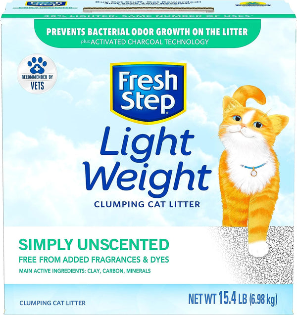 Fresh Step Lightweight Clumping Cat Litter, Unscented, 15.4 lbs