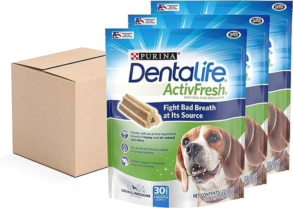 Purina DentaLife Dental Care Small/Medium Dog Chews, ActivFresh Daily Oral Care, SINGLE BAG (30 ct)