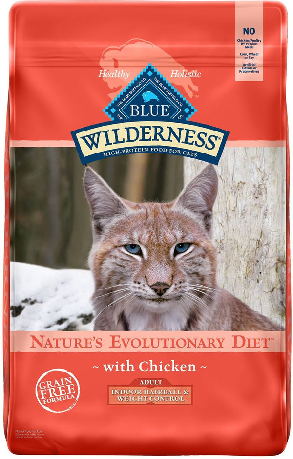 Blue Buffalo Wilderness Indoor Hairball & Weight Control Chicken Recipe Grain-Free Dry Cat Food, 11 lbs