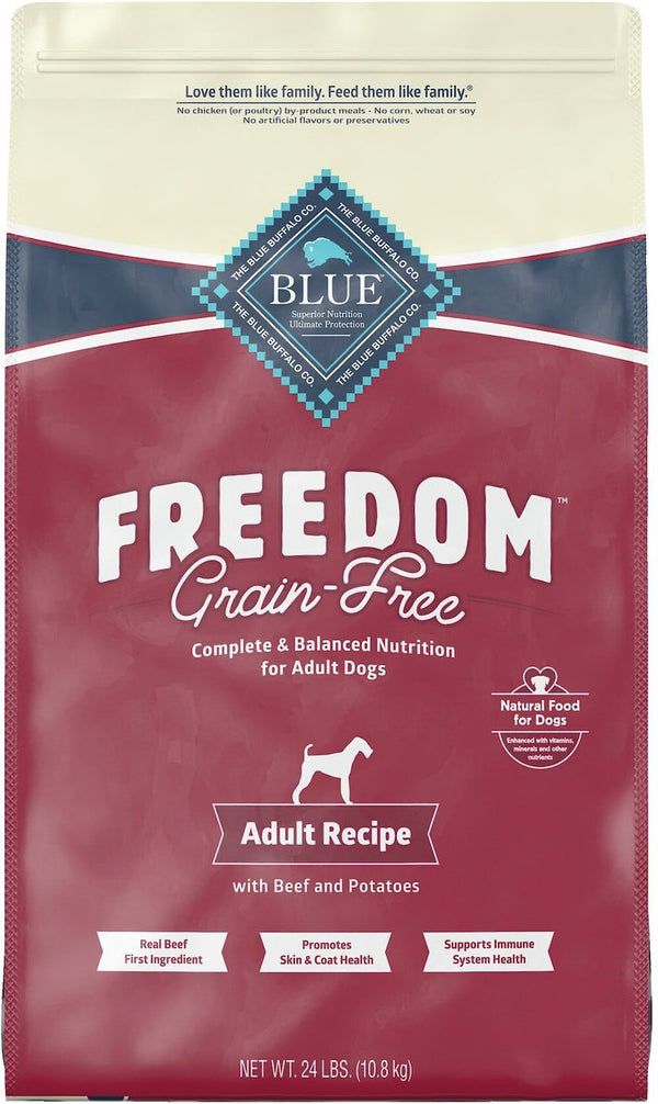 Blue Buffalo Freedom Adult Beef Recipe Grain-Free Dry Dog Food, 24 lbs