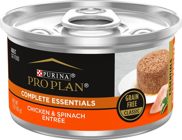 Purina Pro Plan Adult Grain-Free Classic Chicken & Spinach Entree Canned Cat Food (3 oz cans, case of 21)