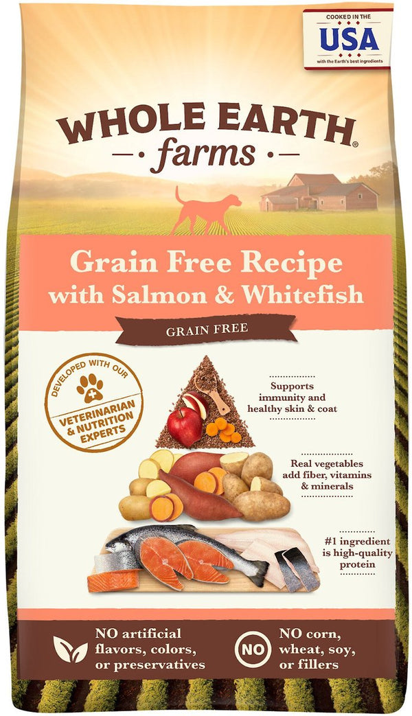 Whole Earth Farms Grain-Free Salmon & Whitefish Dry Dog Food, 25-Pound