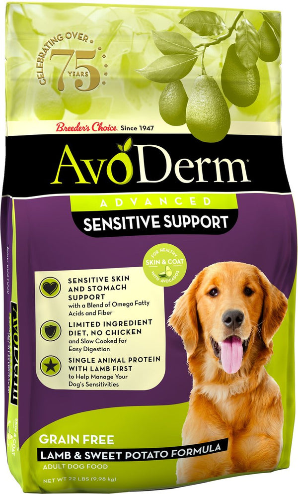 AvoDerm Advanced Sensitive Support Lamb & Sweet Potato Formula Grain-Free Adult Dry Dog Food, 22 lbs