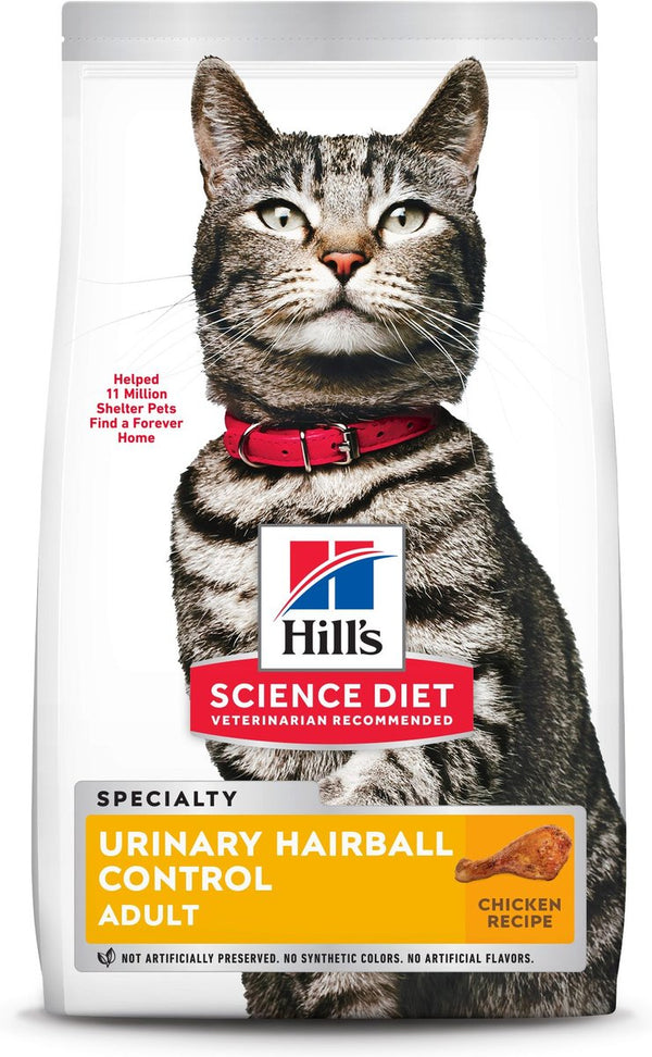 Hill's Science Diet Adult Urinary Hairball Control Dry Cat Food, 15.5 lbs