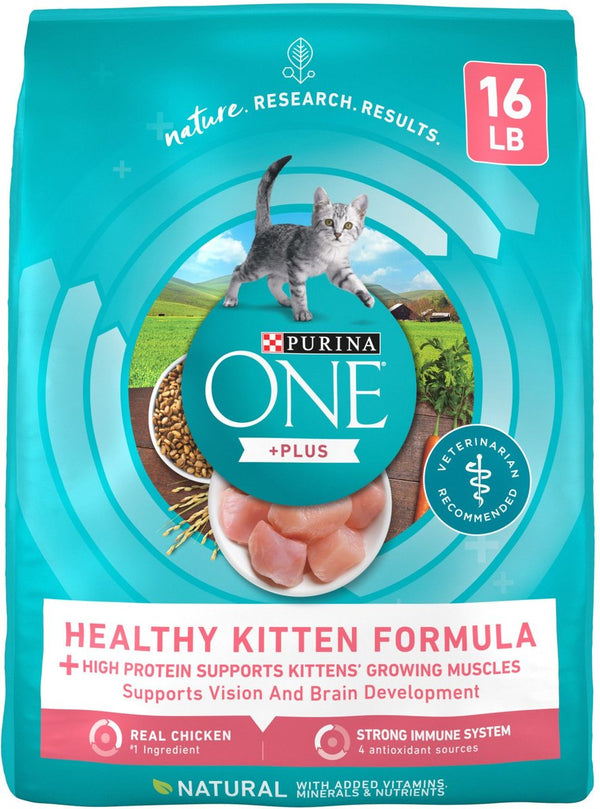 Purina ONE +Plus Healthy Kitten Formula Natural Dry Cat Food, 16 lbs