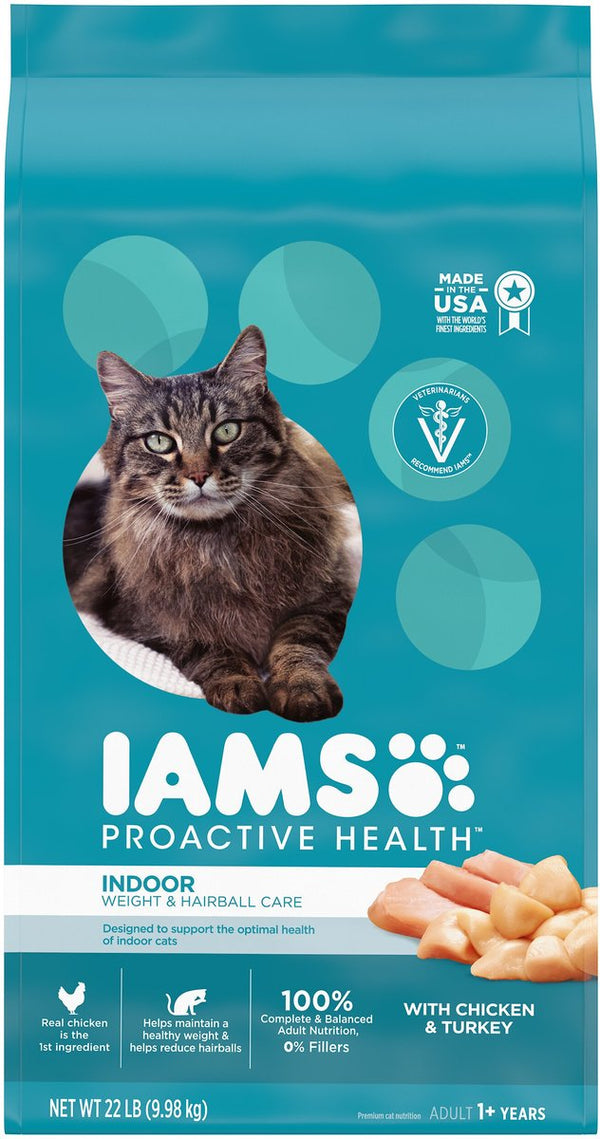 Iams ProActive Health Indoor Weight & Hairball Care Dry Cat Food, 22 lbs