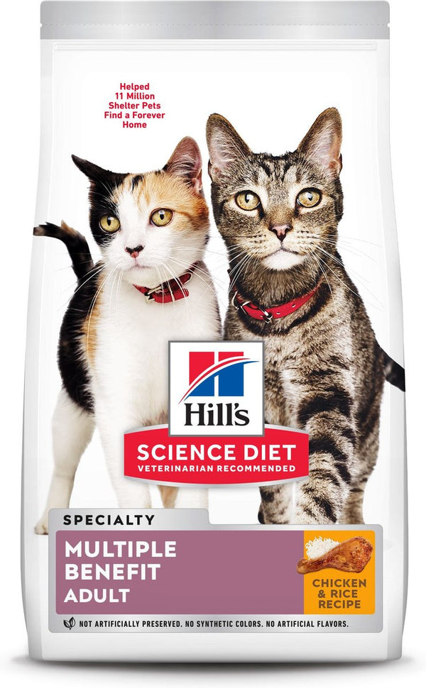 Hill's Science Diet Adult Multiple Benefit Chicken Recipe Dry Cat Food, 15.5 lbs