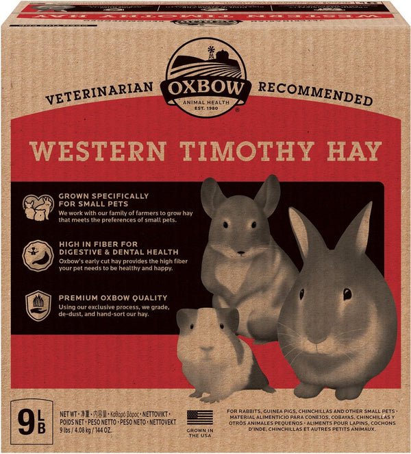 Oxbow Animal Health Western Timothy Hay All Natural Hay for Rabbits, Guinea Pigs, Chinchillas, Hamsters & Gerbils, 9 lbs