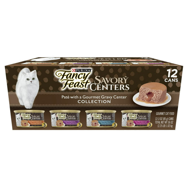 Purina Fancy Feast Savory Centers Wet Cat Food Variety Pack, 3 oz Cans